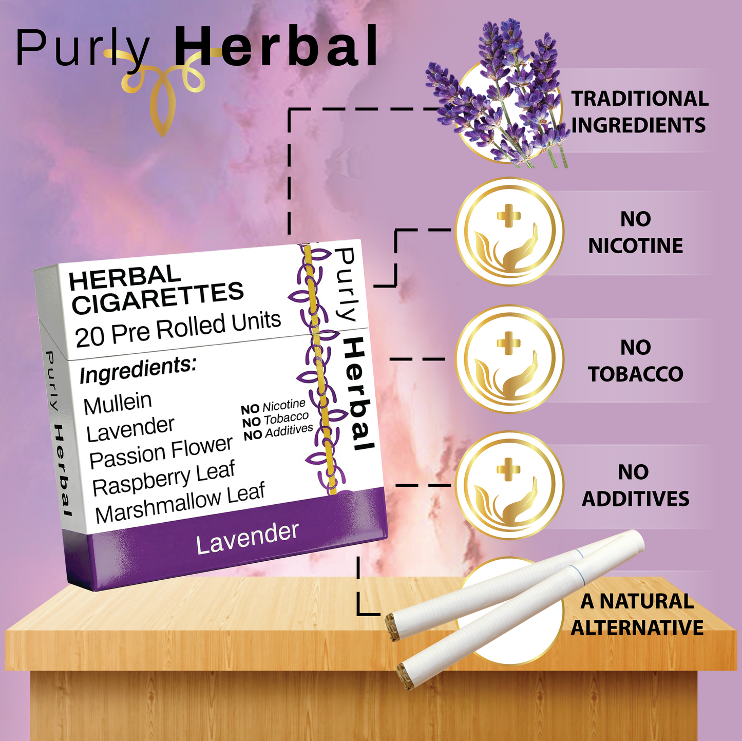 Lavender, Rose & Peppermint Herbal Cigarettes