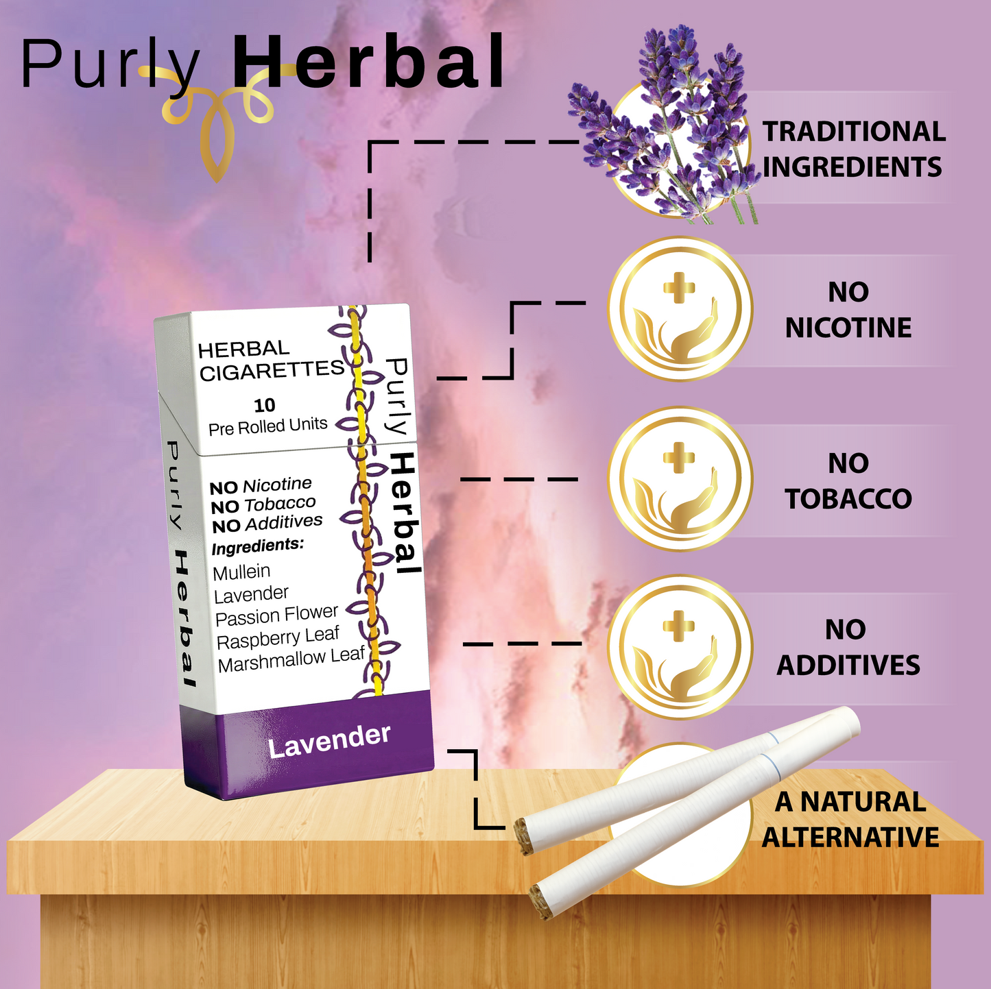 Peppermint, Lavender & Rose  Herbal Cigarettes